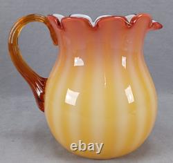 Bohemian Amberina Cased White Ribbed Pattern Molded Victorian Art Glass Pitcher Bohemian Amberina Cased White Ribbed Pattern Molded Victorian Art Glass Pitcher