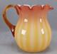 Bohemian Amberina Cased White Ribbed Pattern Molded Victorian Art Glass Pitcher