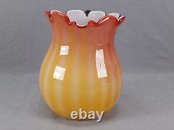 Bohemian Amberina Cased White Ribbed Pattern Molded Victorian Art Glass Pitcher