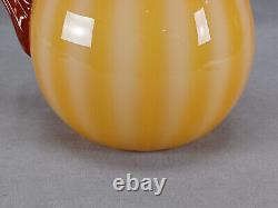 Bohemian Amberina Cased White Ribbed Pattern Molded Victorian Art Glass Pitcher