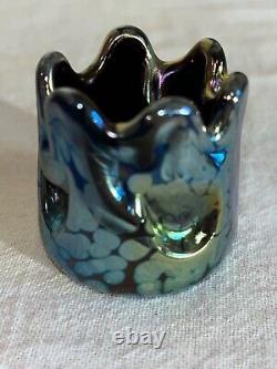 Bohemian Art Glass Oil Spot Miniature Vase/Toothpick-Loetz Kralik Victorian