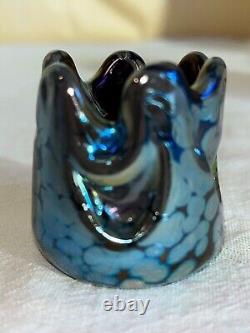 Bohemian Art Glass Oil Spot Miniature Vase/Toothpick-Loetz Kralik Victorian