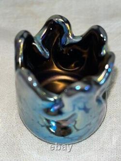 Bohemian Art Glass Oil Spot Miniature Vase/Toothpick-Loetz Kralik Victorian