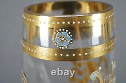 Bohemian Blue Turquoise White Beaded Lyre Floral Ribbon Bow Garland & Gold Vase
