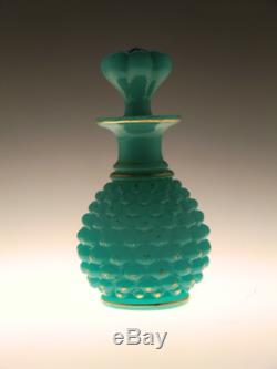 Bohemian Czech Biedermeier Victorian Era Turquoise Uranium Glass Perfume Bottle