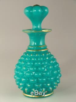 Bohemian Czech Biedermeier Victorian Era Turquoise Uranium Glass Perfume Bottle
