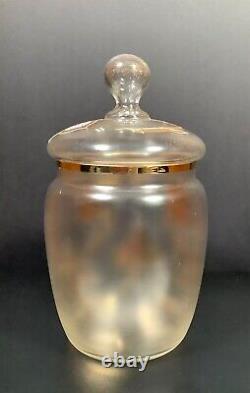 Bohemian Czech Goldberg Josephinenhütte Enameled Floral Glass Cookie Candy Jar