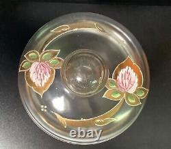 Bohemian Czech Goldberg Josephinenhütte Enameled Floral Glass Cookie Candy Jar