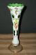 Bohemian Czech Moser Cased Glass Vase Cut White To Green Hp Roses Stunning