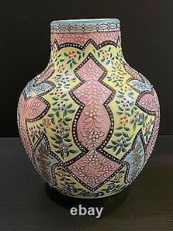 Bohemian Enamelled Vase In Persian Style By Harrach Or Moser Signed