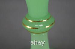 Bohemian Harrach Green Alabaster & Gold 12 3/8 Inch Vase Circa 1850-1870s