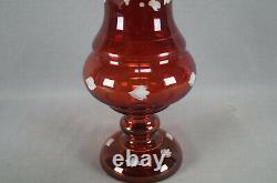 Bohemian Harrach White Enameled & Gold Grape Vine Ruby Flashed Vase C1860-1870