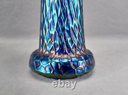 Bohemian Kralik Martele Cobalt Blue Iridescent Art Glass Vase Circa 1900