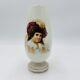 Bohemian Opaline Art Glass Vase Painted & Signed Portrait 9in Antique