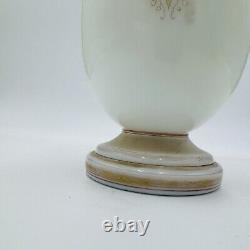 Bohemian Opaline Art Glass Vase Painted & Signed Portrait 9in Antique