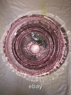 Bohemian Pink Enameled Crackle Glass-Underwater Scene-Fish, Plants-Victorian