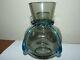 Bohemian Smokey Grey Harrach Glass Vase With Blue Teardrops Possibly Moser