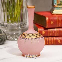 Bohemian Style Victorian Antique Hand Blown Pink Art Glass Vase