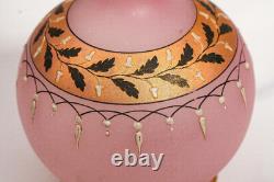 Bohemian Style Victorian Antique Hand Blown Pink Art Glass Vase