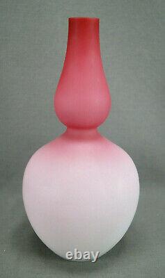 Bohemian Victorian Pink Cased Peach Blow Satin Glass Double Gourd Shape Vase