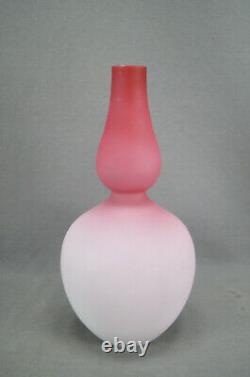 Bohemian Victorian Pink Cased Peach Blow Satin Glass Double Gourd Shape Vase