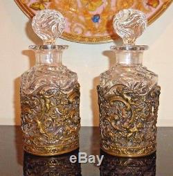 Breathtaking Baccarat Old Victorian Swirl Cut Glass Vanity Bottles