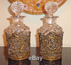Breathtaking Baccarat Old Victorian Swirl Cut Glass Vanity Bottles