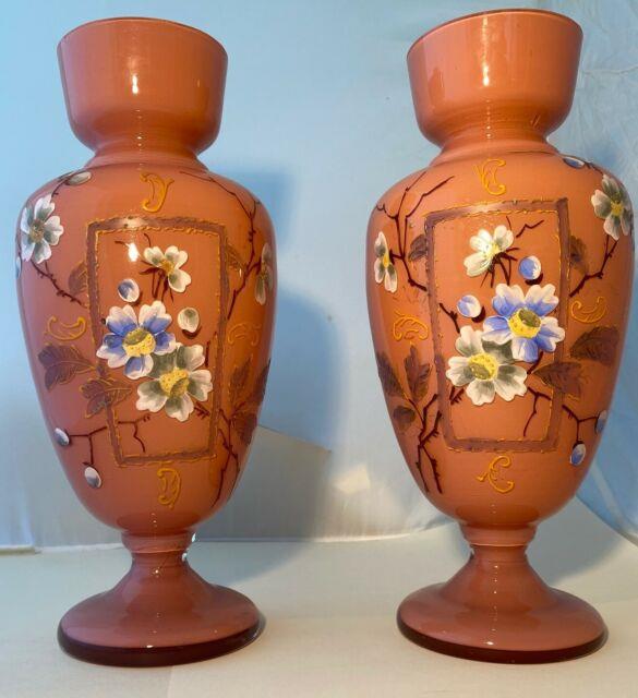 Bristol Pink Glass Vases A Magnificent Pair Free Shipping