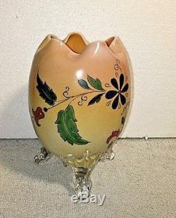 Burmese Egg 3 legged Vase, familiar Mt Washington shape! Penn Dutch style decor