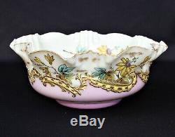 C 1850 Antique Victorian Mt. Washington Glass Brides Bowl 11