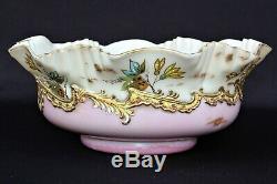 C 1850 Antique Victorian Mt. Washington Glass Brides Bowl 11