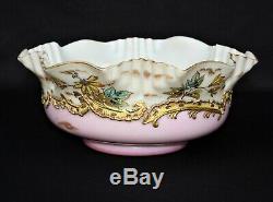 C 1850 Antique Victorian Mt. Washington Glass Brides Bowl 11