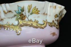 C 1850 Antique Victorian Mt. Washington Glass Brides Bowl 11