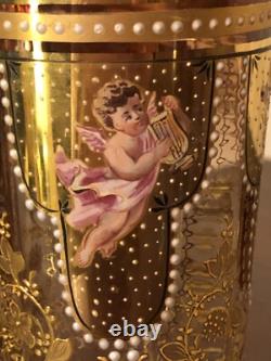 C. 1890 Bohemian Moser Enameled & Gilded Glass Christmas Tumbler Beaker Angels C. 1890 Bohemian Moser Enameled & Gilded Glass Christmas Tumbler Beaker Angels