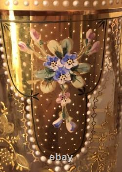 C. 1890 Bohemian Moser Enameled & Gilded Glass Christmas Tumbler Beaker Angels C. 1890 Bohemian Moser Enameled & Gilded Glass Christmas Tumbler Beaker Angels