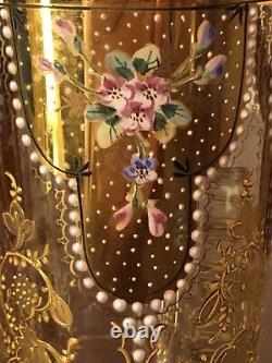 C. 1890 Bohemian Moser Enameled & Gilded Glass Christmas Tumbler Beaker Angels C. 1890 Bohemian Moser Enameled & Gilded Glass Christmas Tumbler Beaker Angels