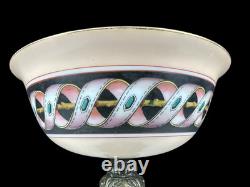 C1870 Hand Painted Bristol Glass And Gothic Pedestal Compote Victorian Aesthetic C1870 Hand Painted Bristol Glass And Gothic Pedestal Compote Victorian Aesthetic