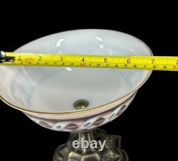 C1870 Hand Painted Bristol Glass And Gothic Pedestal Compote Victorian Aesthetic C1870 Hand Painted Bristol Glass And Gothic Pedestal Compote Victorian Aesthetic