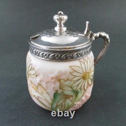 CACTUS FLOWER antique MUSTARD POT Mt. Washington CROWN MILANO art glass CACTUS FLOWER antique MUSTARD POT Mt. Washington CROWN MILANO art glass