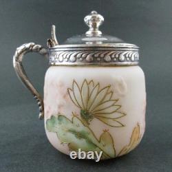CACTUS FLOWER antique MUSTARD POT Mt. Washington CROWN MILANO art glass CACTUS FLOWER antique MUSTARD POT Mt. Washington CROWN MILANO art glass