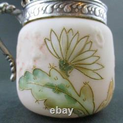 CACTUS FLOWER antique MUSTARD POT Mt. Washington CROWN MILANO art glass CACTUS FLOWER antique MUSTARD POT Mt. Washington CROWN MILANO art glass