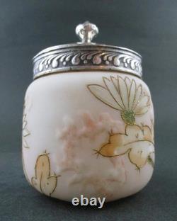 CACTUS FLOWER antique MUSTARD POT Mt. Washington CROWN MILANO art glass CACTUS FLOWER antique MUSTARD POT Mt. Washington CROWN MILANO art glass