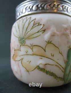 CACTUS FLOWER antique MUSTARD POT Mt. Washington CROWN MILANO art glass CACTUS FLOWER antique MUSTARD POT Mt. Washington CROWN MILANO art glass