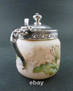 CACTUS FLOWER antique MUSTARD POT Mt. Washington CROWN MILANO art glass CACTUS FLOWER antique MUSTARD POT Mt. Washington CROWN MILANO art glass