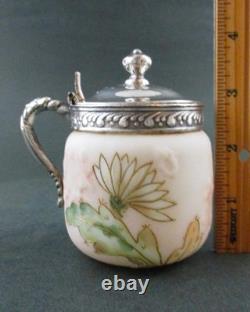 CACTUS FLOWER antique MUSTARD POT Mt. Washington CROWN MILANO art glass CACTUS FLOWER antique MUSTARD POT Mt. Washington CROWN MILANO art glass