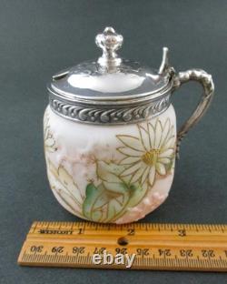 CACTUS FLOWER antique MUSTARD POT Mt. Washington CROWN MILANO art glass CACTUS FLOWER antique MUSTARD POT Mt. Washington CROWN MILANO art glass