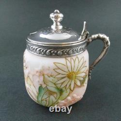CACTUS FLOWER antique MUSTARD POT Mt. Washington CROWN MILANO art glass CACTUS FLOWER antique MUSTARD POT Mt. Washington CROWN MILANO art glass