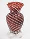 Candy Cane Antique Art Glass 7 Footed Vase Cased Red & White Spiral Swirl
