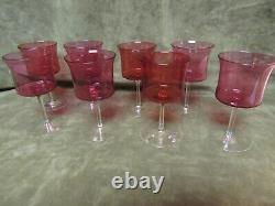 Ca. 1880's Victorian Cranberry Sm. Wine/Sherry Stem Lot of 8 French Art Glass