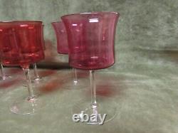 Ca. 1880's Victorian Cranberry Sm. Wine/Sherry Stem Lot of 8 French Art Glass